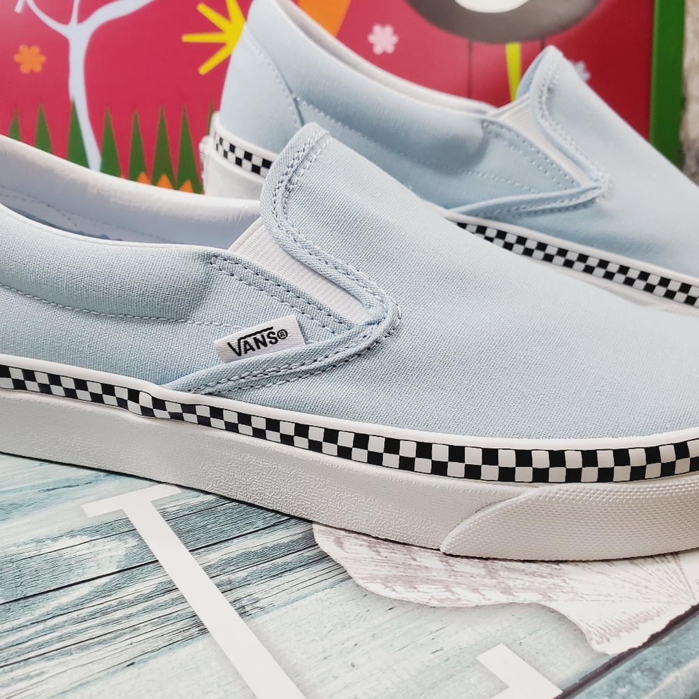 Vans Check Foxing Cool Blue Classic Slip on (CL) - Picture 9 of 14
